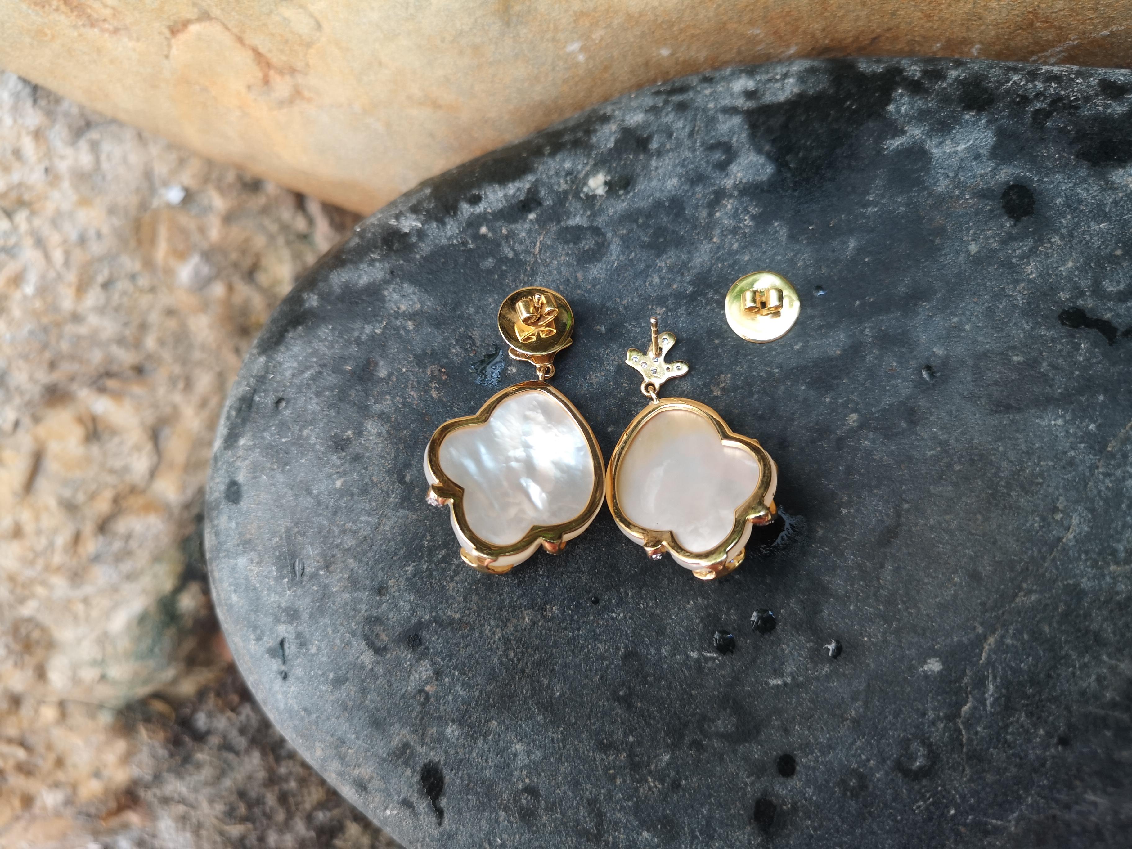 Uncut Pearl with Diamond Earrings Set in 18 Karat Gold Settings For Sale