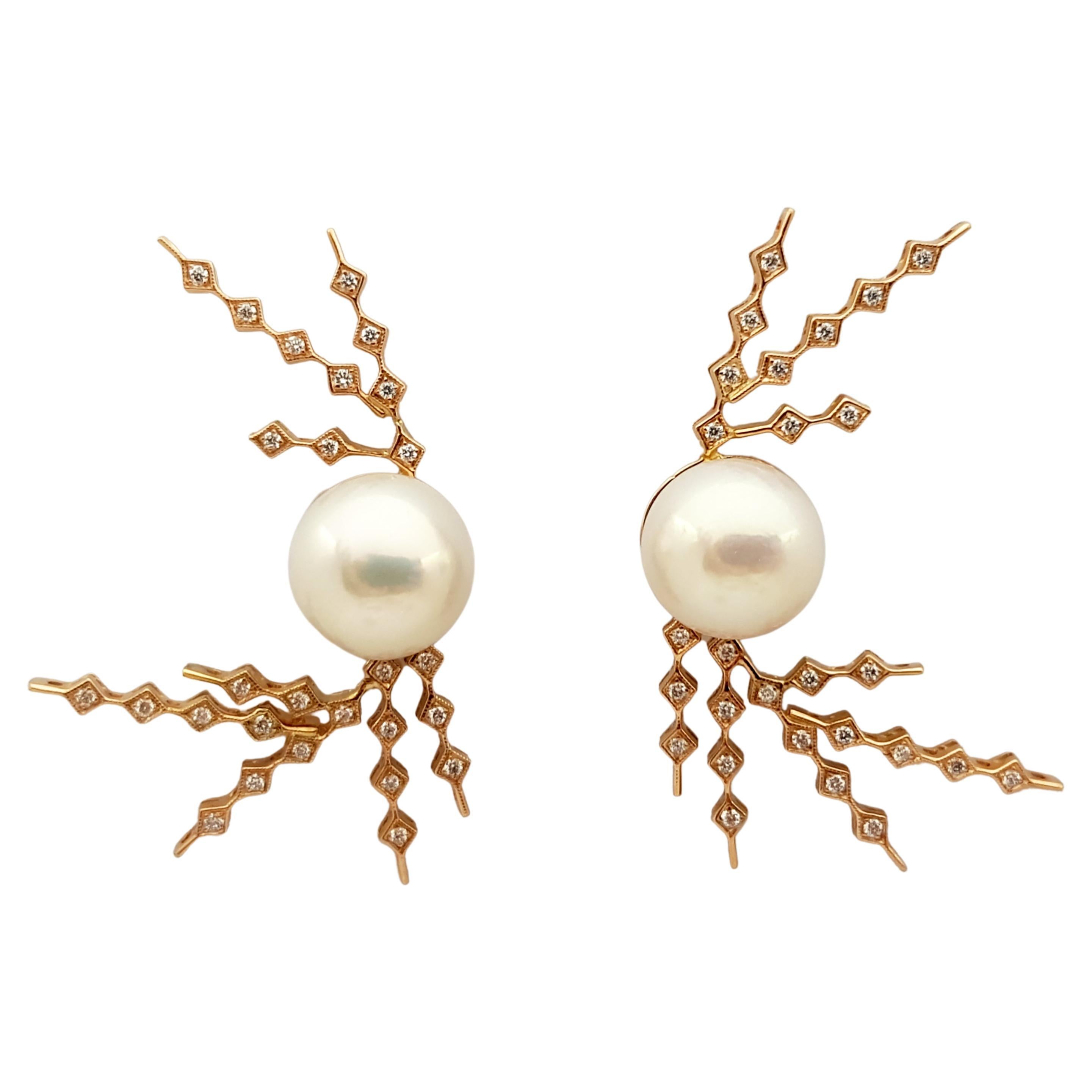 Pearl with Diamond 0.40 carat Earrings set in 18 Karat Rose Gold Settings

Width:  2.5 cm 
Length:  4.2 cm
Total Weight: 14.75 grams

