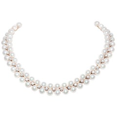 Pearl with Diamonds Choker Necklace