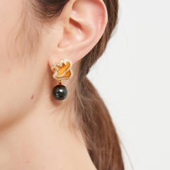 Quintessence Pearl with Flower Basket Earrings, Green