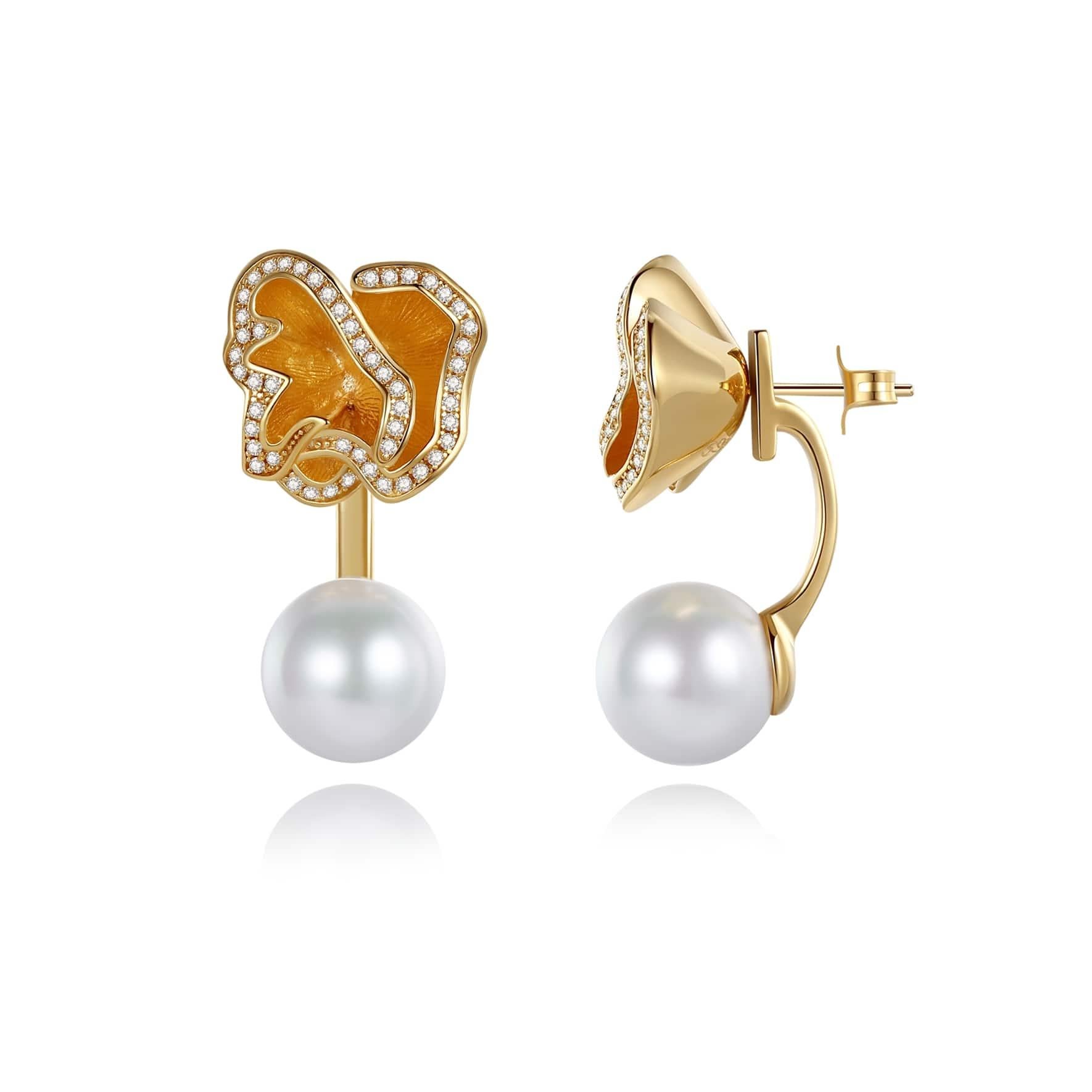 Quintessence-Perlen-Ohrringe mit Blumenkorb, weiß für Damen oder Herren im Angebot
