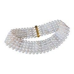 Pearl Woven Lace Choker with 18k Plated Faceted Beads