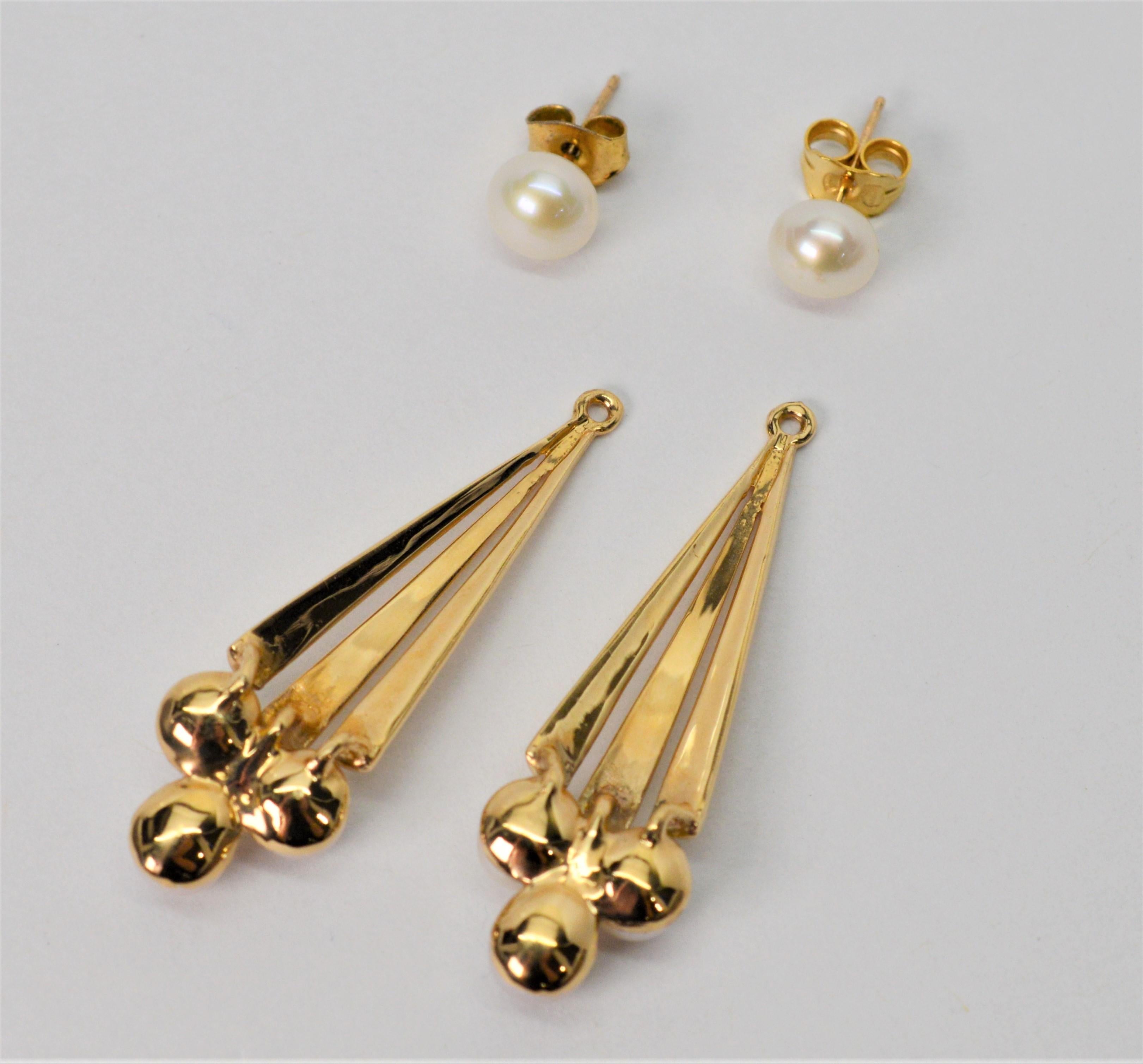 Pearl Yellow Gold Drop Earrings 1