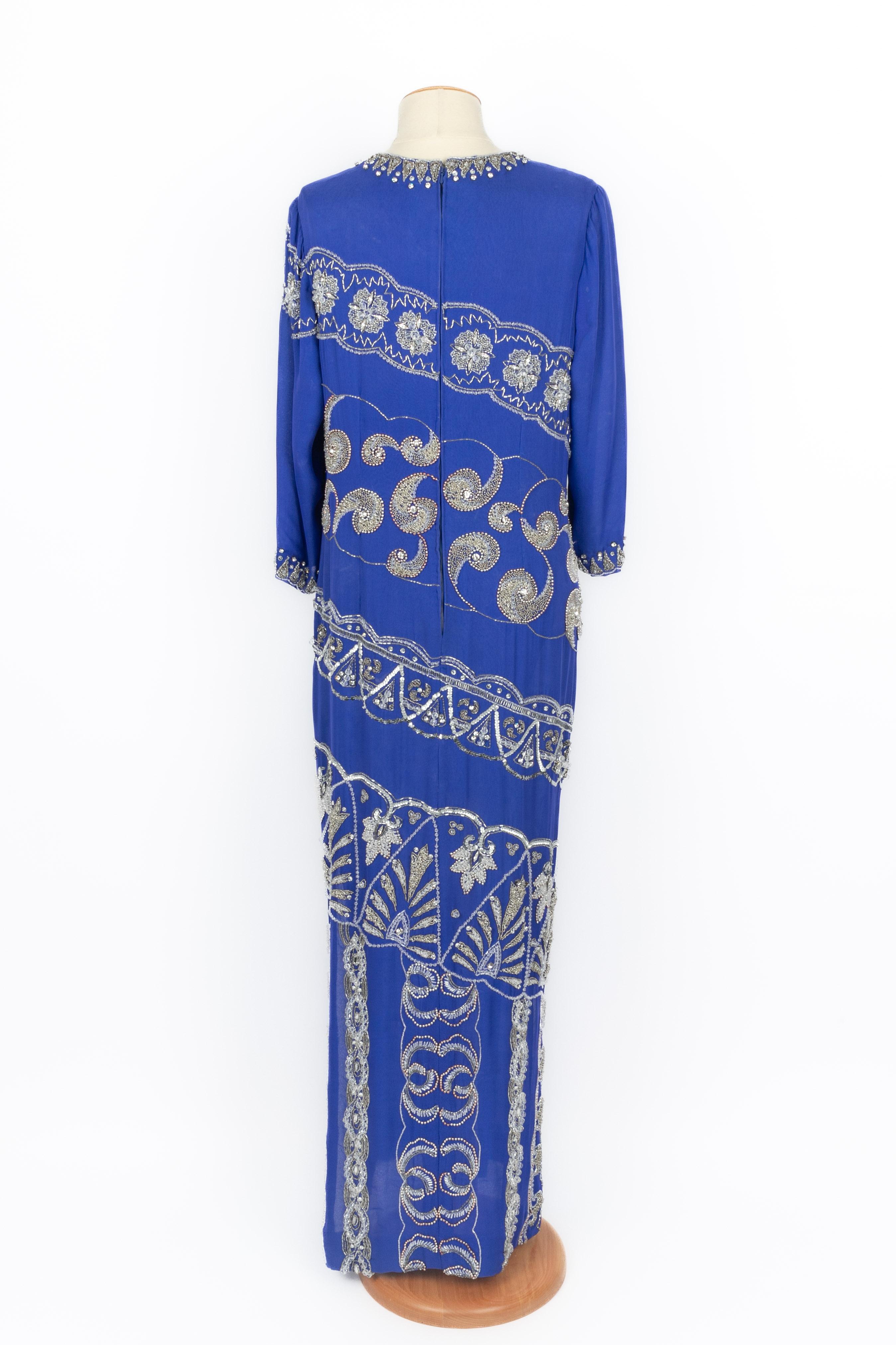 Robe perlée des années 1970 Excellent état - En vente à SAINT-OUEN-SUR-SEINE, FR