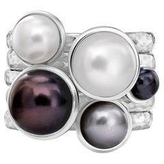 Perlenbesetzte Twinkle Stapelringe aus Sterlingsilber