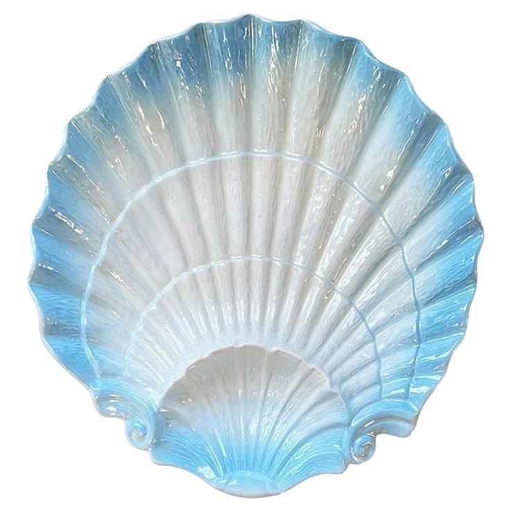 Pearlized Blue Shell Ceramic Serving Platter by Maurice Ceramics Of California