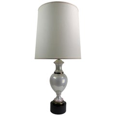Pearlized Opaline Glass Table Lamp Attributed to Paul Hanson