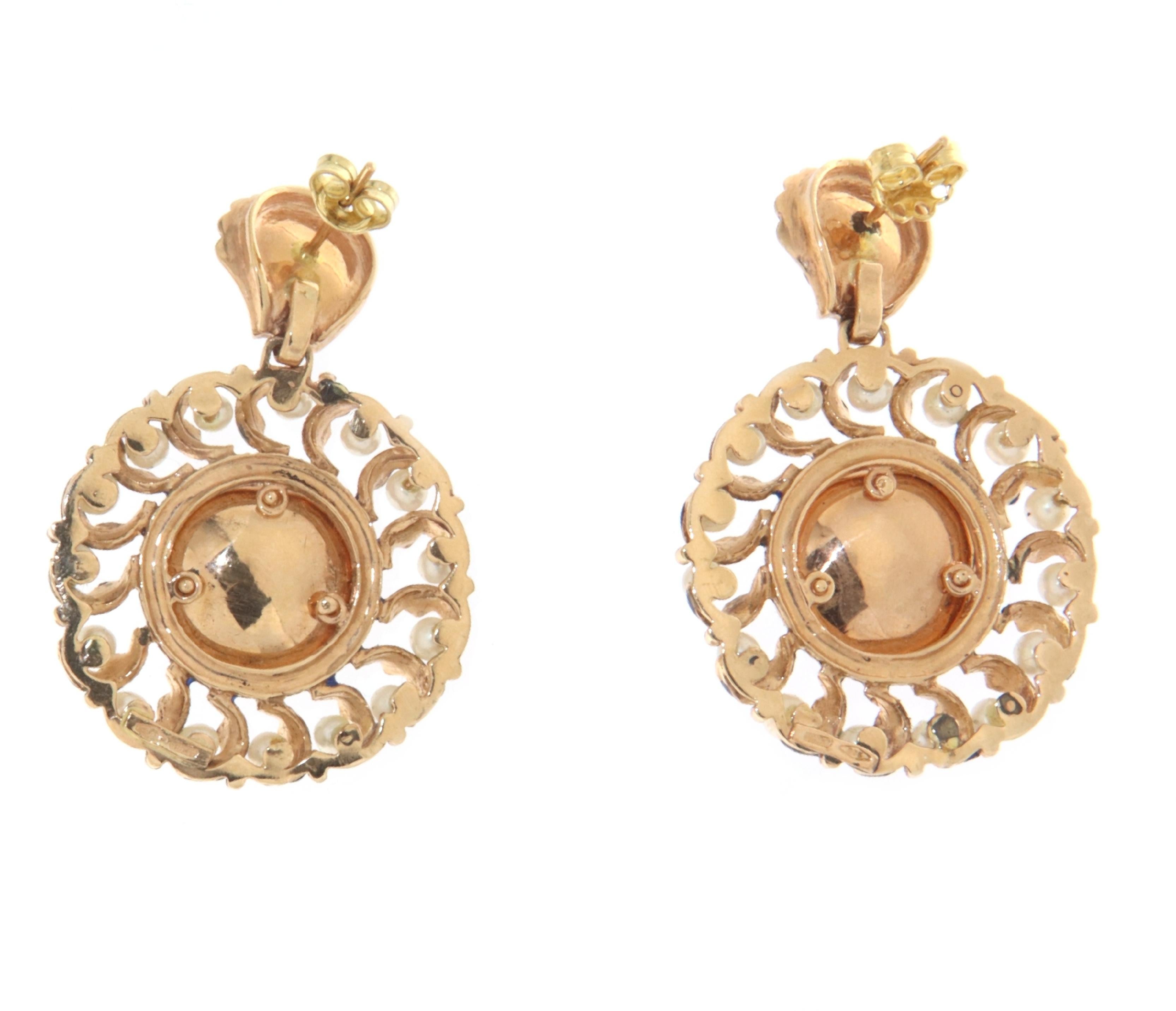 Pearls 14 Karat Yellow Gold Stud Earrings In New Condition For Sale In Marcianise, IT