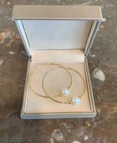 Pearls 18 Carat Yellow Gold Hoop Earrings