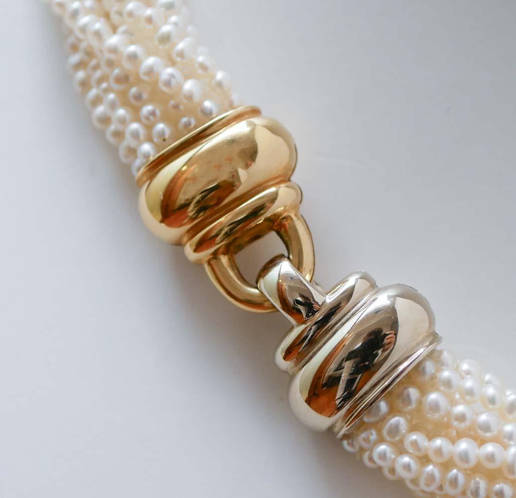 Taille ronde Collier en or jaune et blanc 18 carats en vente