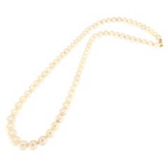 Vintage Pearls 18 Karat Yellow Gold Strand Necklace