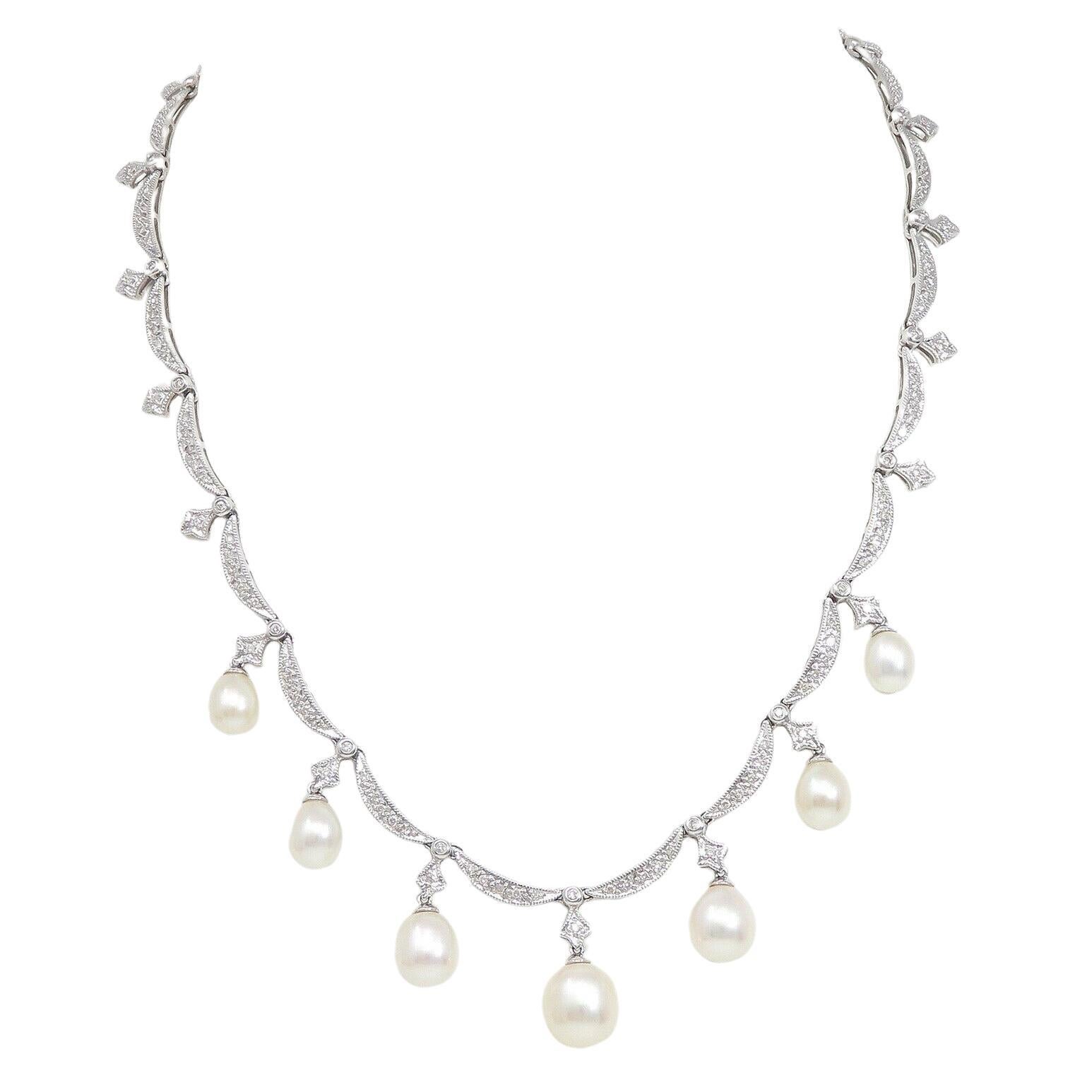 Pearls and Diamond Gold Necklace