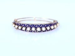 Pearls Blue Enamel Gold Bracelet, 1900