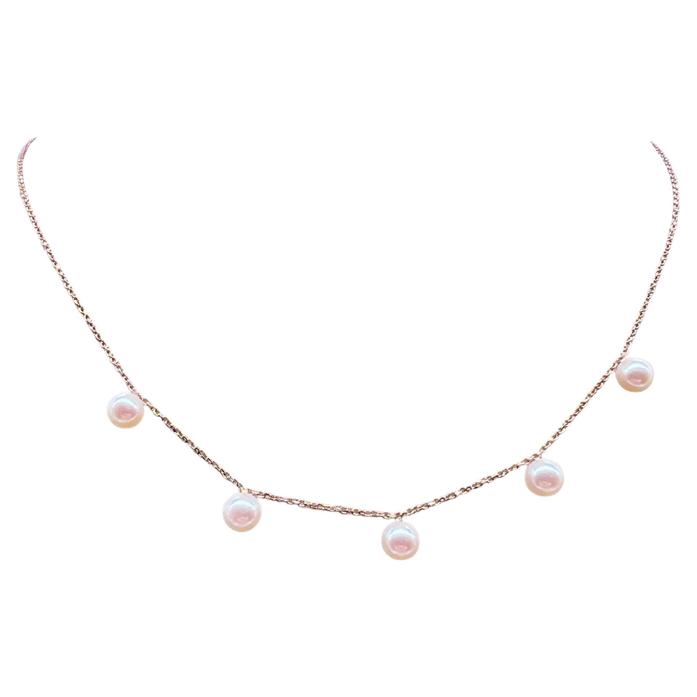 Pearls Cultures Rose Gold 18 Carats Necklace For Sale