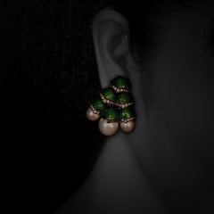 Pearls Diamond 18 Karat Gold Scarab Earrings