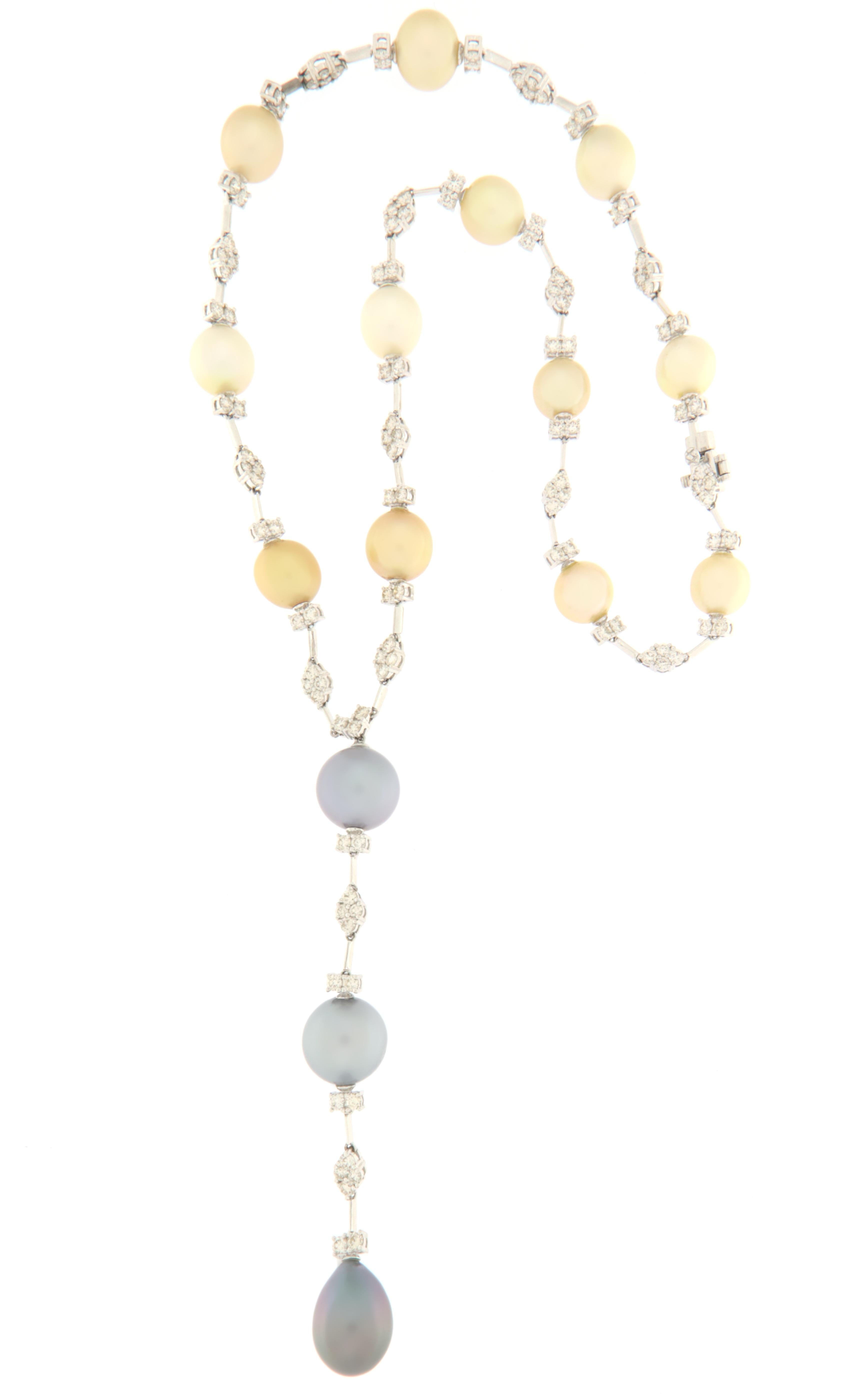 Pearls Diamonds 18 Karat White Gold Choker Necklace 1