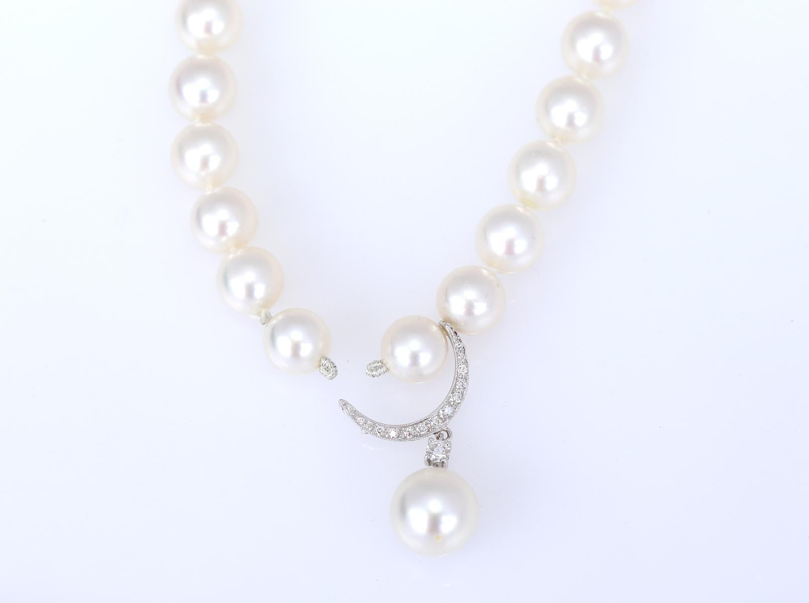 Pearls Diamonds 2.5 Carat Necklace AAA Quality, 2020 For Sale 6