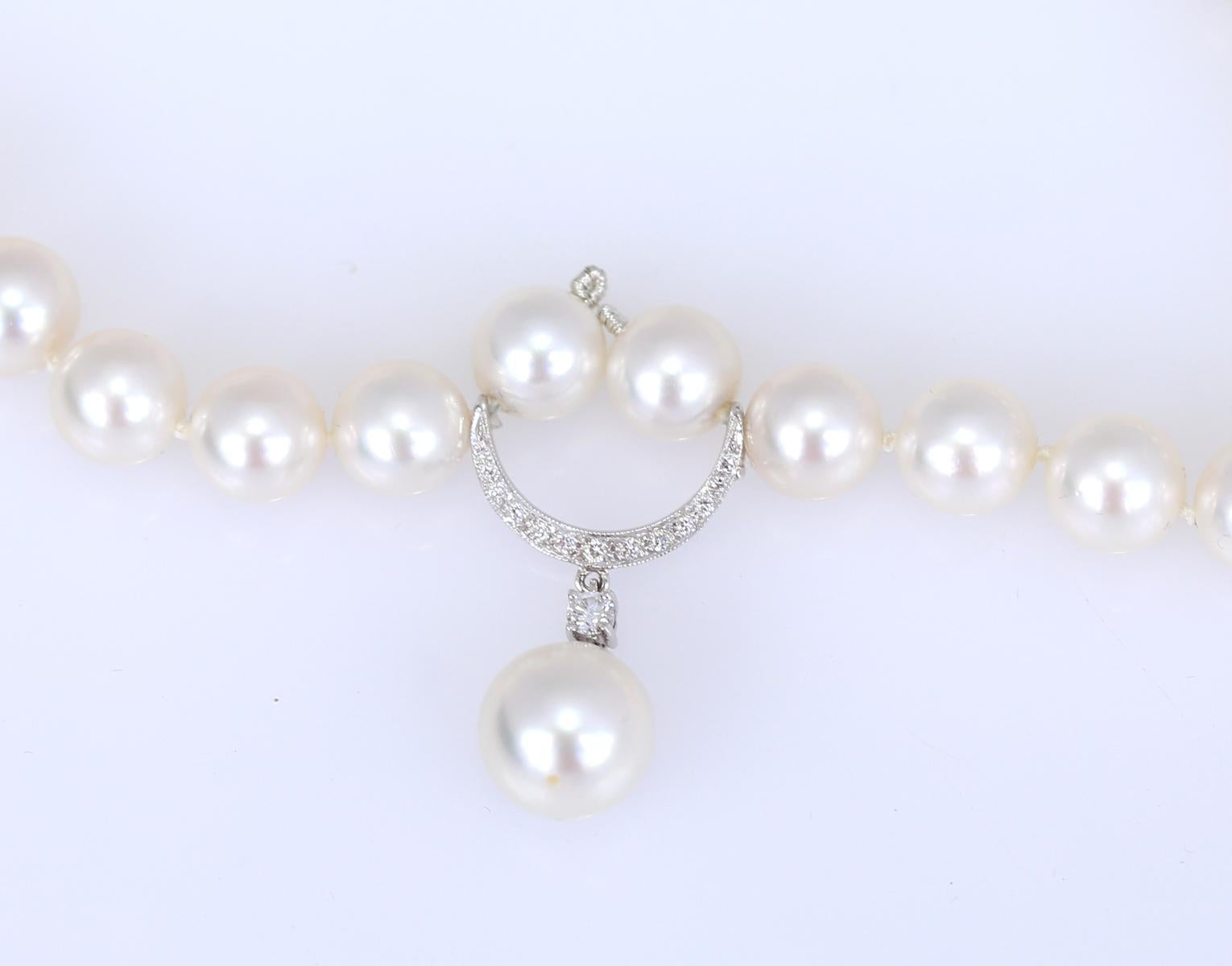 Pearls Diamonds 2.5 Carat Necklace AAA Quality, 2020 For Sale 9