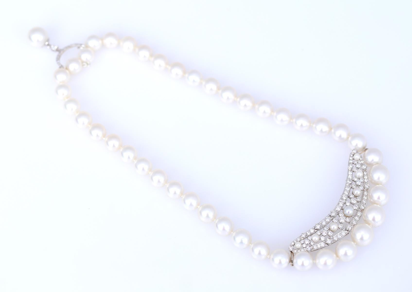 Pearls Diamonds 2.5 Carat Necklace AAA Quality, 2020 For Sale 11