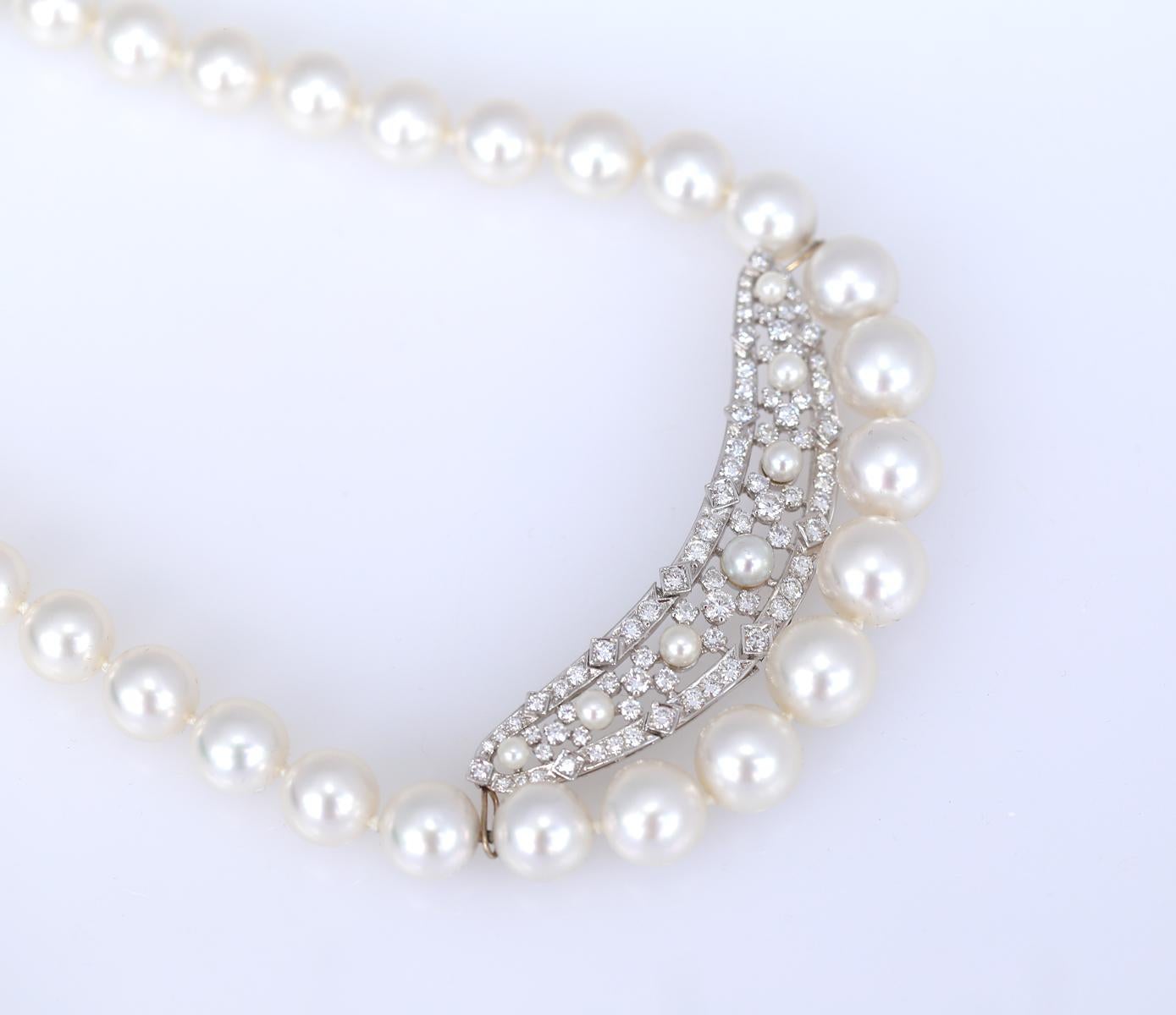 Pearls Diamonds 2.5 Carat Necklace AAA Quality, 2020 For Sale 12
