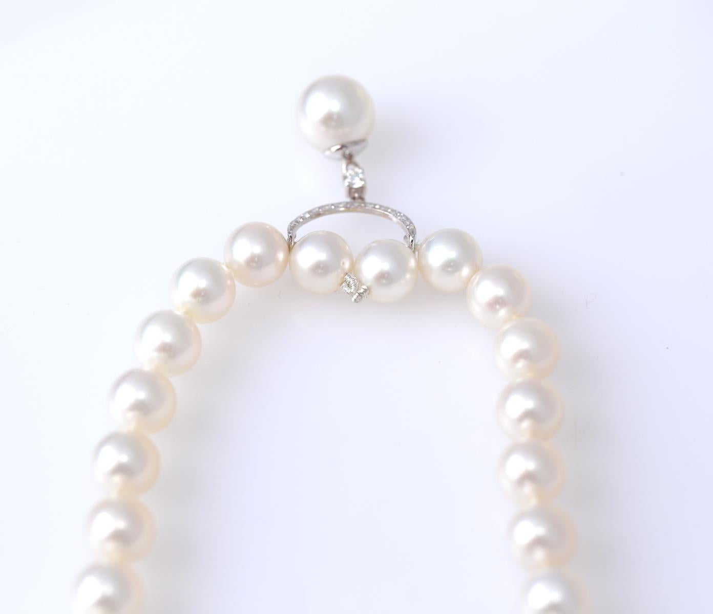 Pearls Diamonds 2.5 Carat Necklace AAA Quality, 2020 For Sale 14