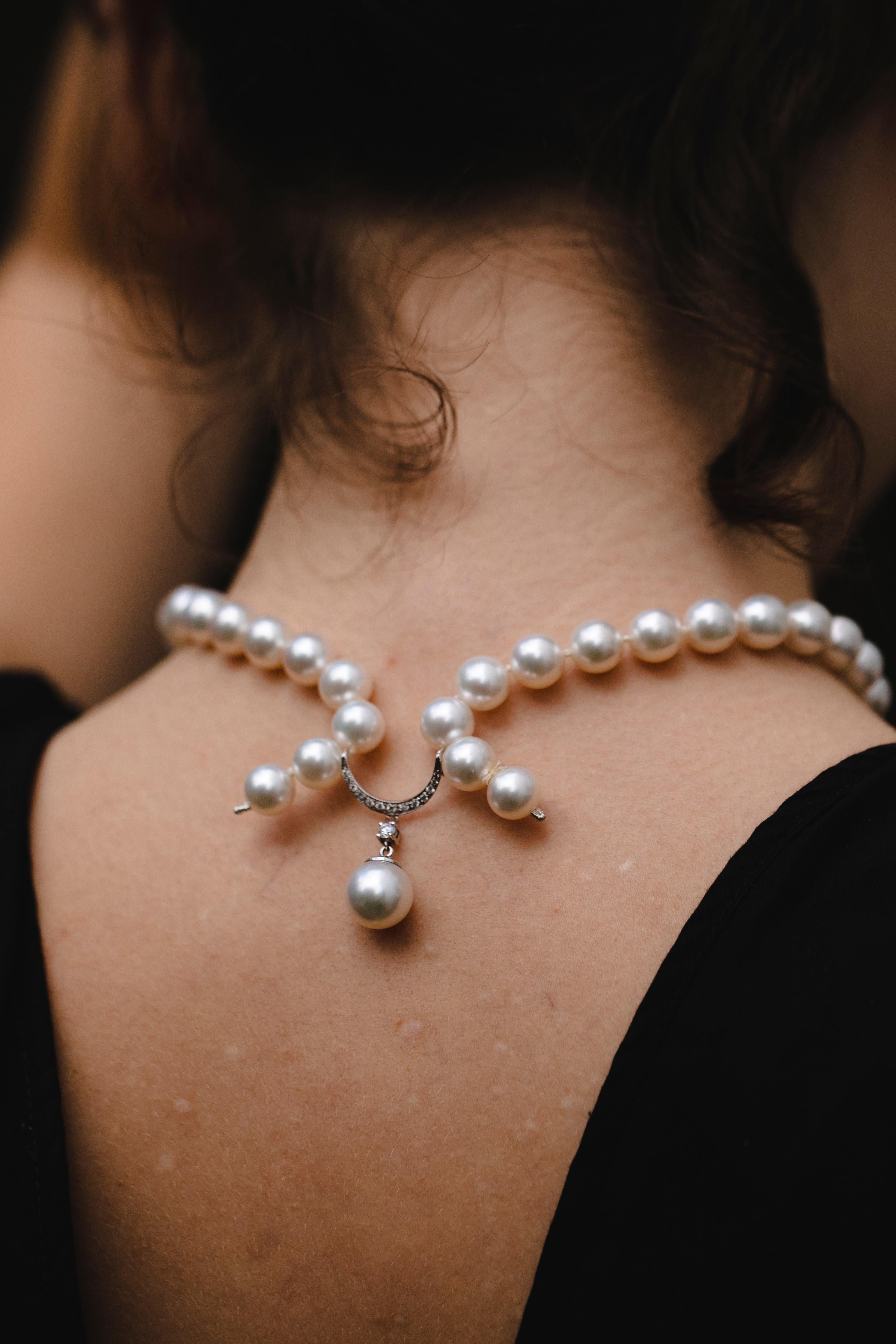Collana di perle con 2,5 carati di diamanti Qualità AAA, 2020 in vendita 7