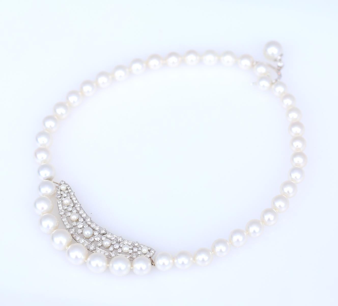 Pearls Diamonds 2.5 Carat Necklace AAA Quality, 2020 In Good Condition For Sale In Herzelia, Tel Aviv
