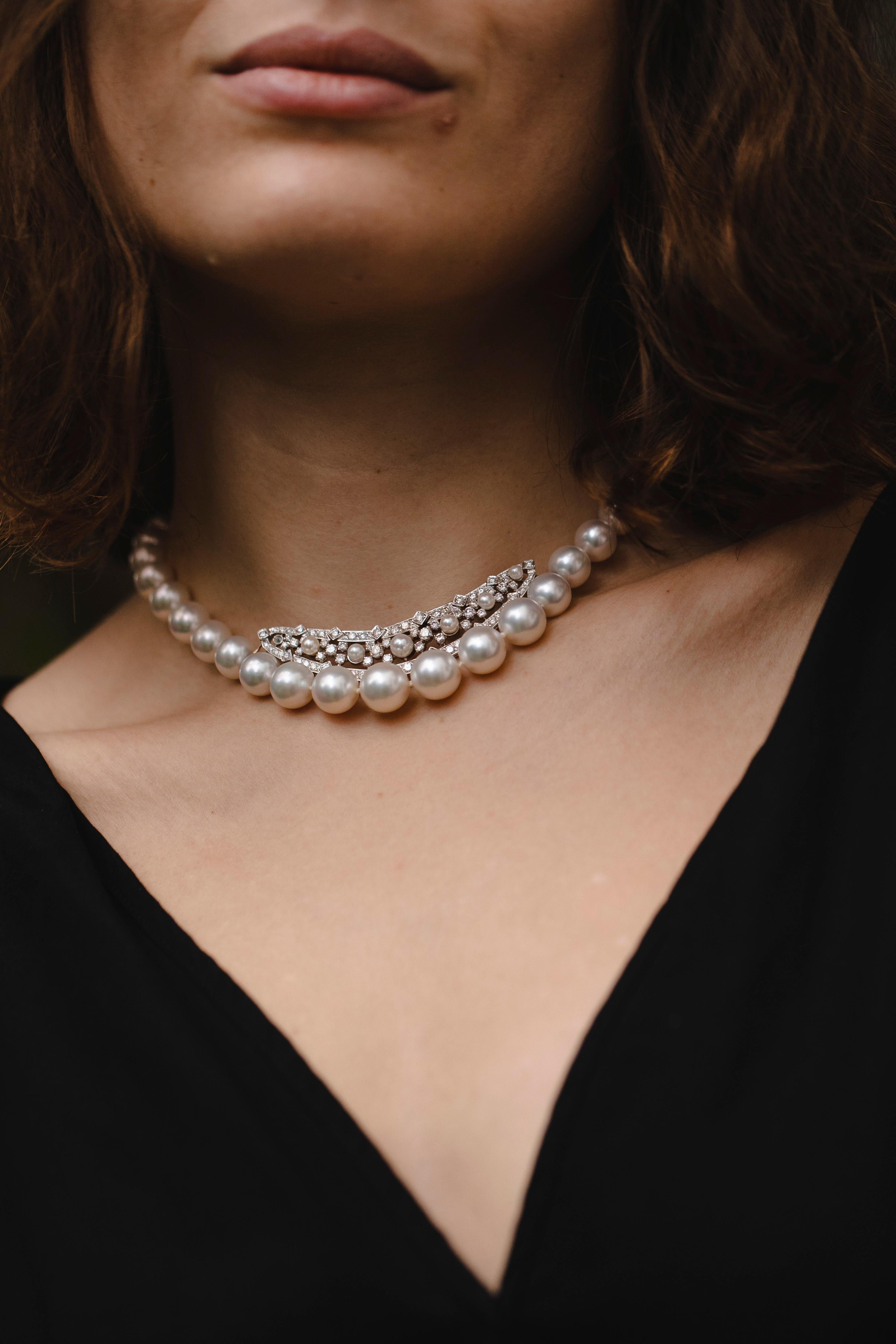 Collana di perle con 2,5 carati di diamanti Qualità AAA, 2020 in vendita 3