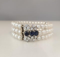 Pearls, Diamonds and Sapphire Bracelet