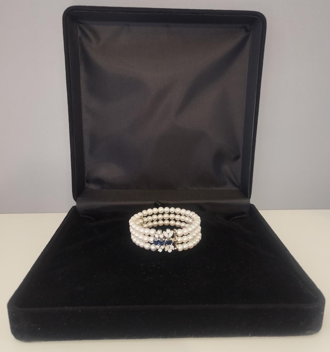Bracciale di perle, diamanti e zaffiri in vendita 1