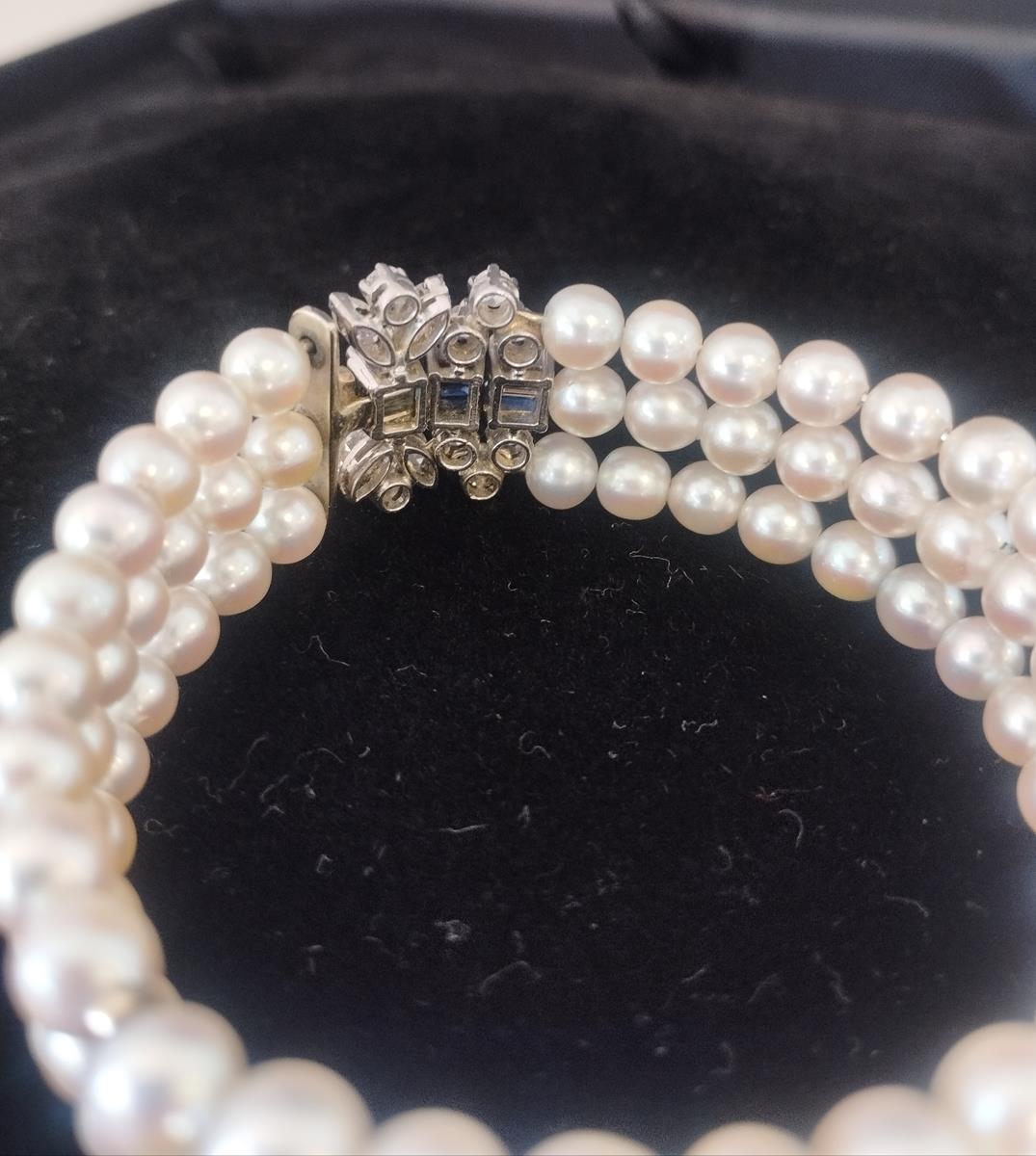 Bracciale di perle, diamanti e zaffiri in vendita 2