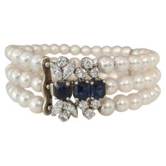 Pearls, Diamonds and Sapphire Bracelet