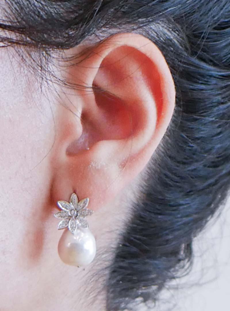 Perles, diamants, platine Boucles d'oreilles. Bon état - En vente à Marcianise, Marcianise (CE)