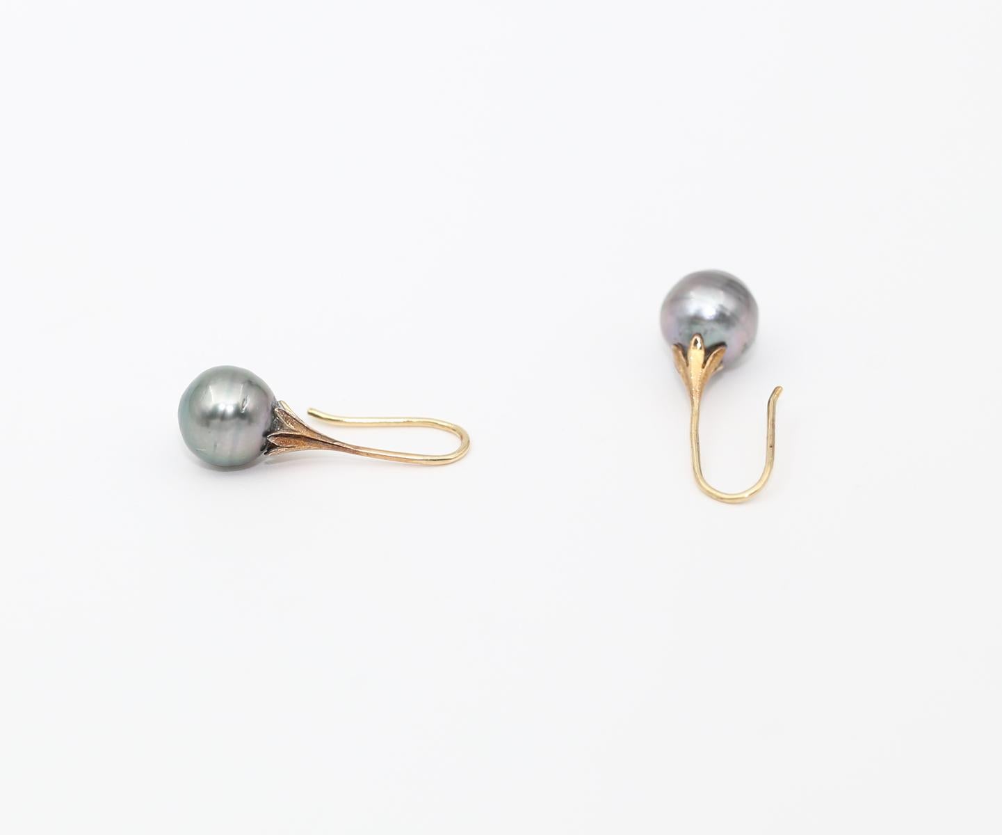 Perlen-Ohrringe aus Gelbgold, 1970 für Damen oder Herren im Angebot