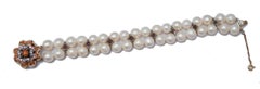Pearls, Rubies, Multicolor Stones, Rose Gold and Silver Bracelet.