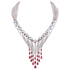 Pearls with Ruby and 18K Gold 