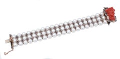 Pearls, Garnets, Diamonds, Rubies, Coral, 9karat Rose Gold and Silver Bracelet