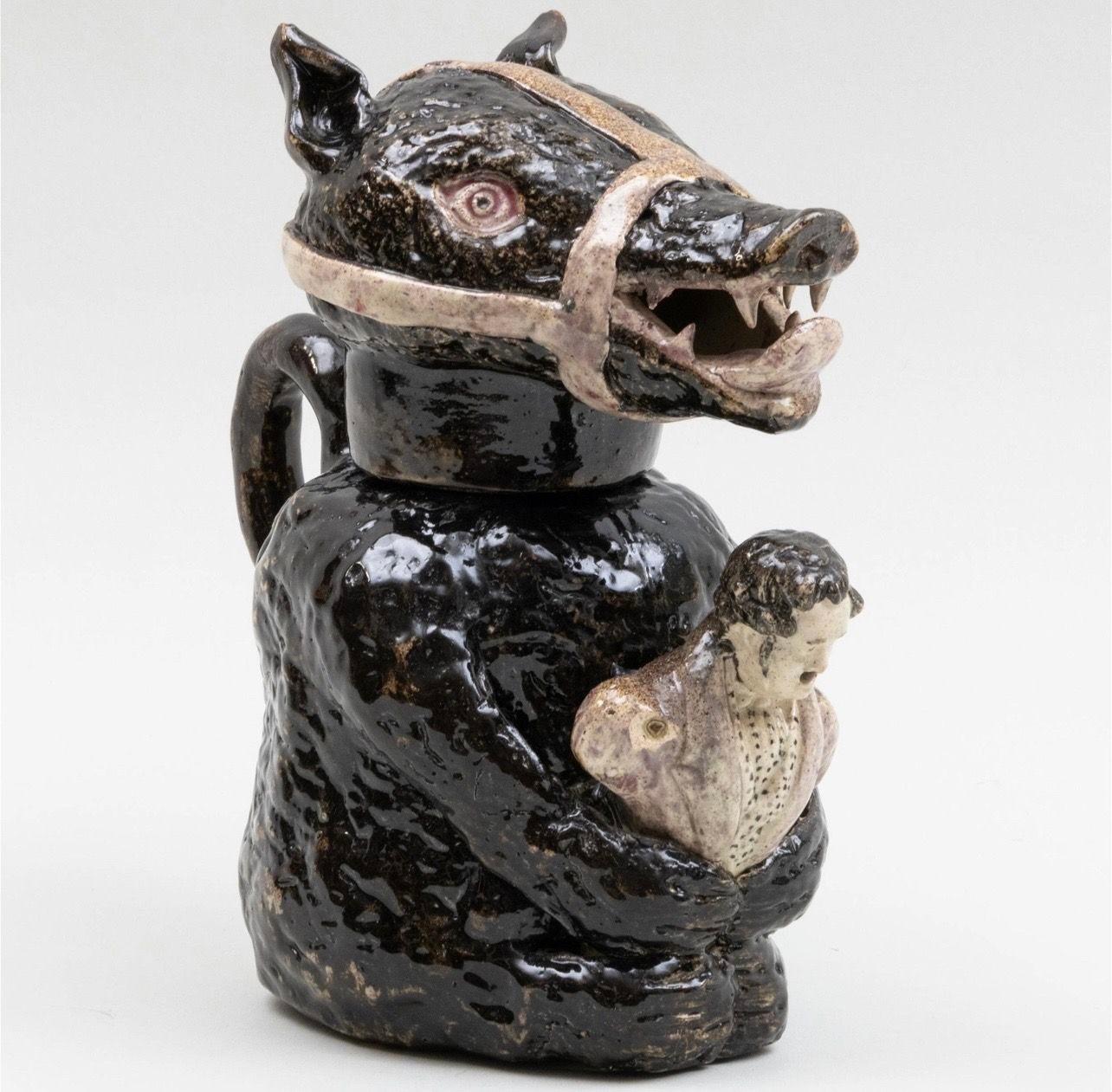 Bär-Krug und Deckel aus Perlenware, englisch, frühes 19. Jahrhundert im Angebot 4