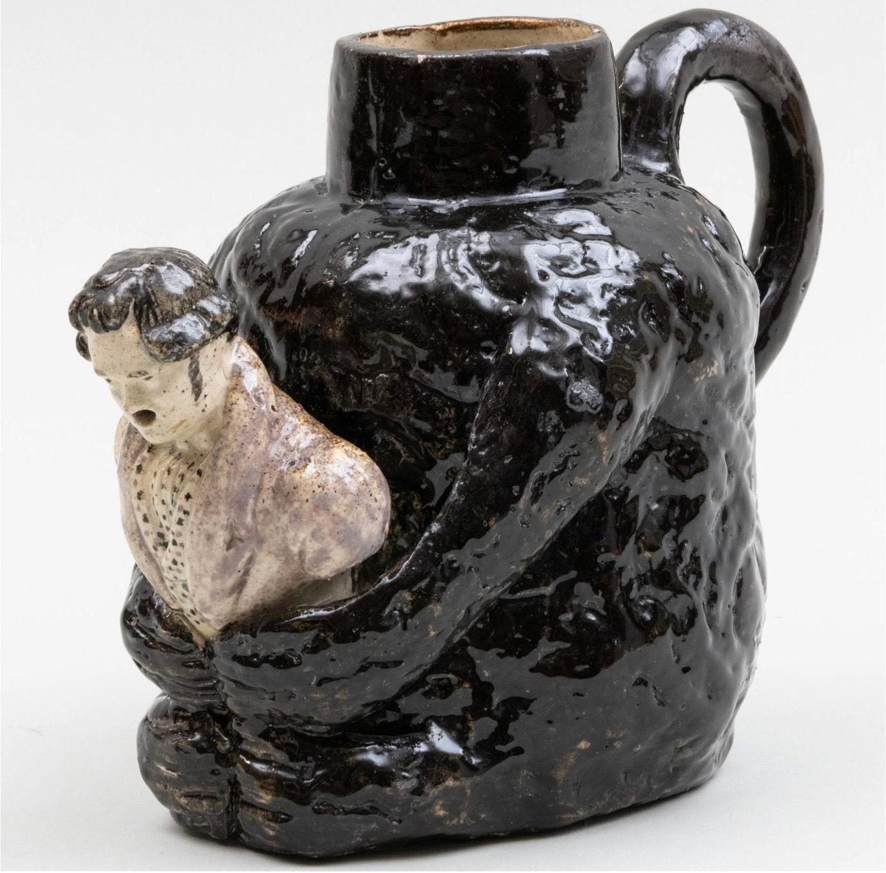 Bär-Krug und Deckel aus Perlenware, englisch, frühes 19. Jahrhundert (Keramik) im Angebot