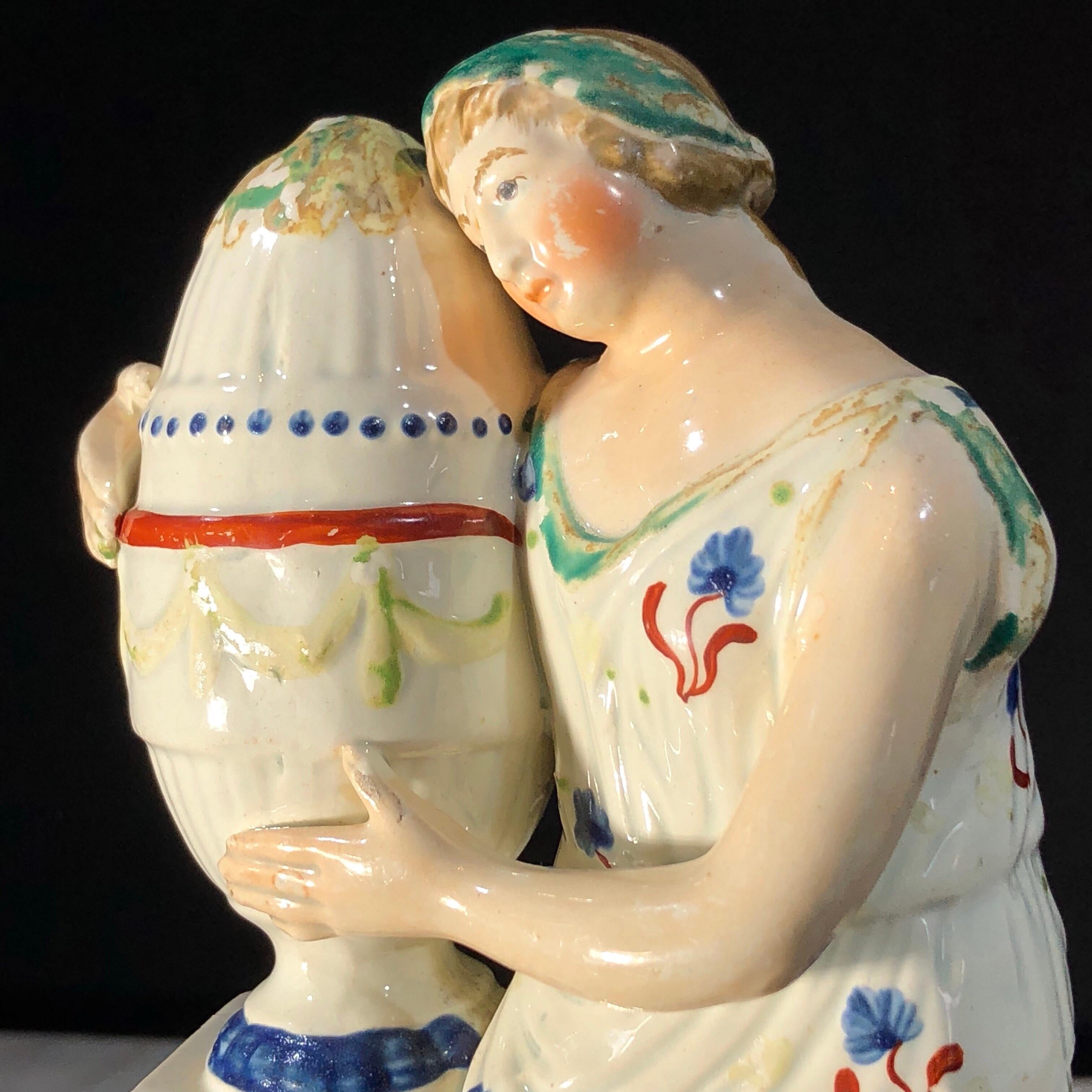 Pearlware Figure of Andromache and Hector’s Urn, circa 1790 In Good Condition For Sale In Geelong, Victoria