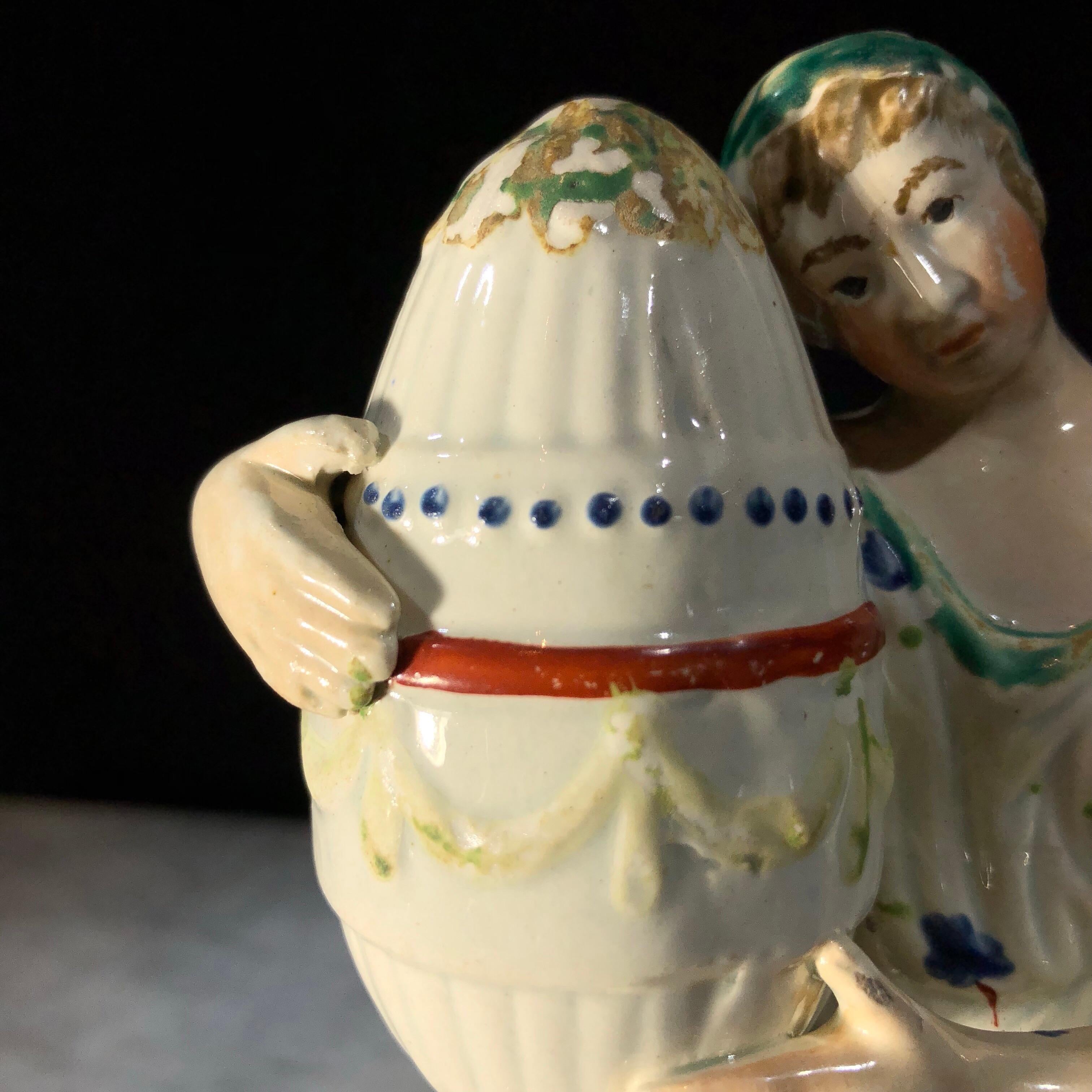 Late 18th Century Pearlware Figure of Andromache and Hector’s Urn, circa 1790 For Sale