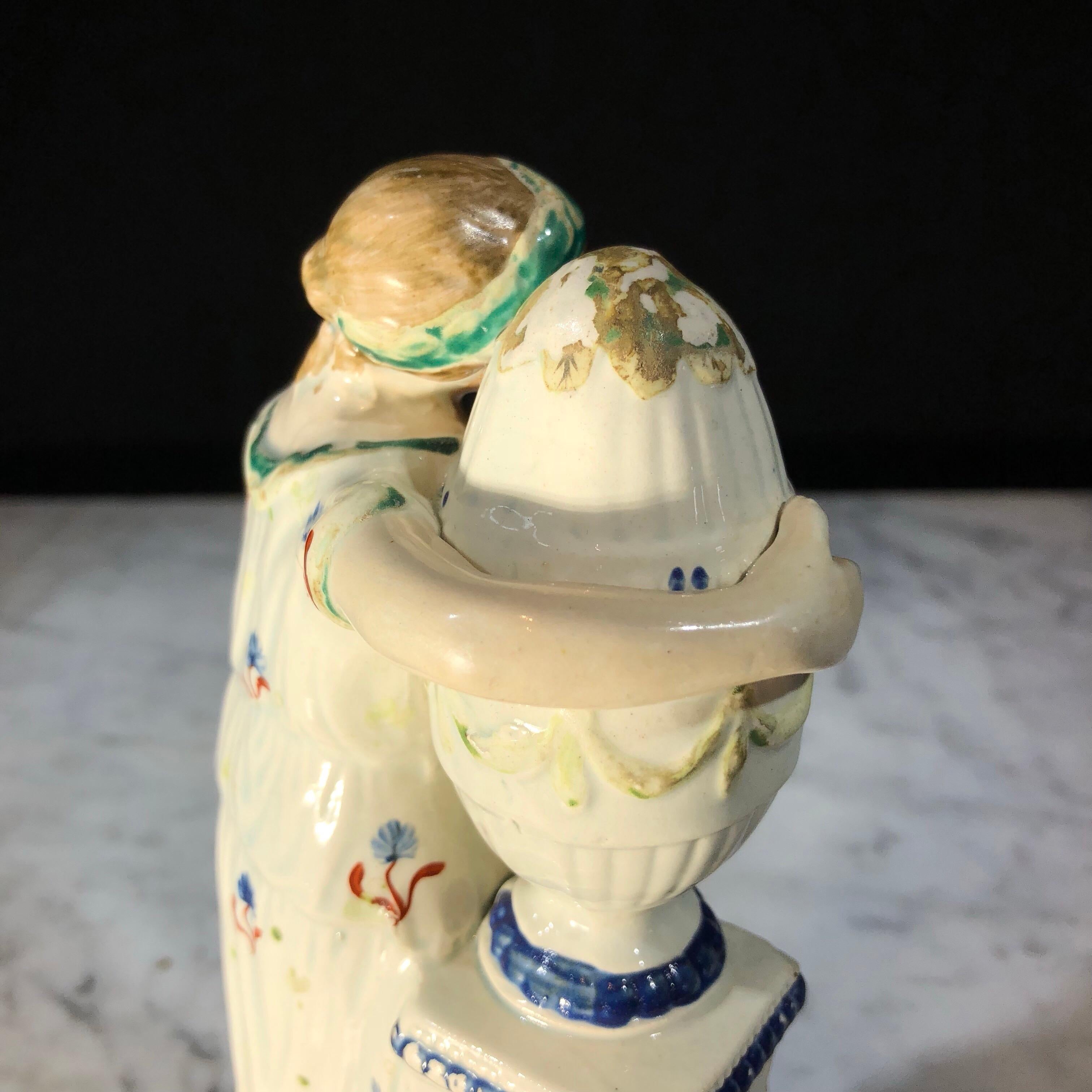 Pearlware Figure of Andromache and Hector’s Urn, circa 1790 For Sale 1