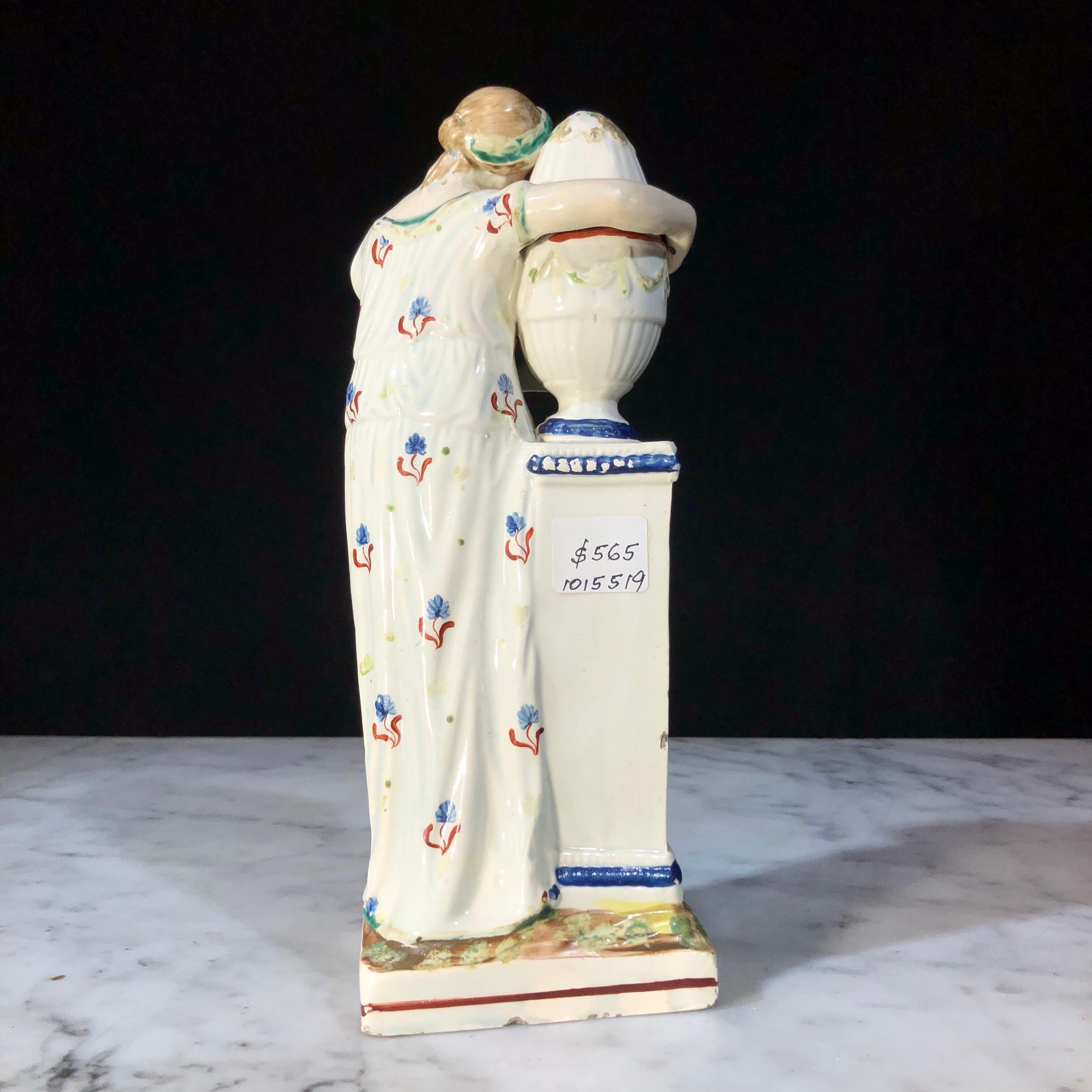 Pearlware Figure of Andromache and Hector’s Urn, circa 1790 For Sale 2