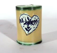 Pearlware Mug with Rare Yellow Slip Ground and Heart Decoration