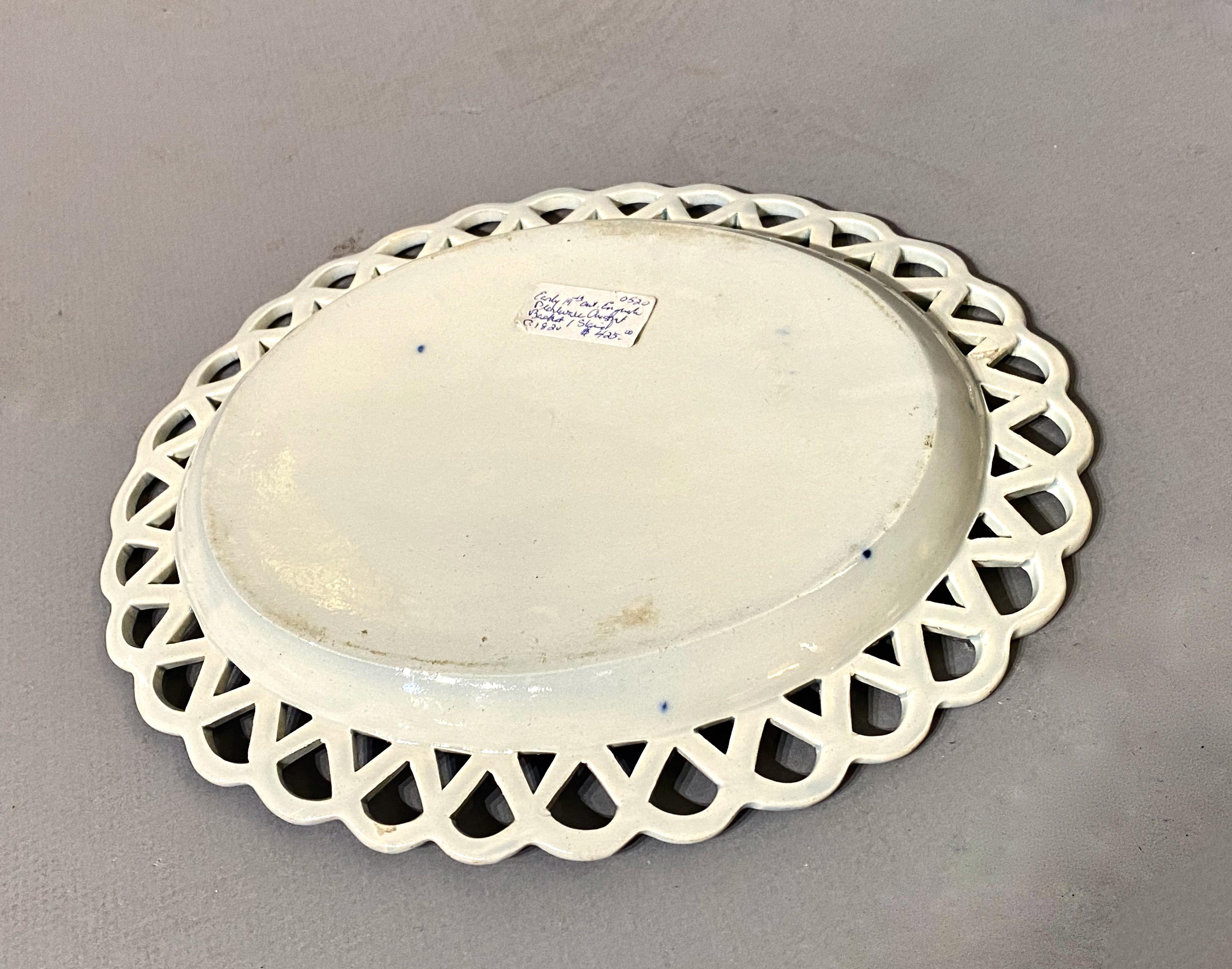 Pearlware Platter, Blue & White In Good Condition In Pasadena, CA