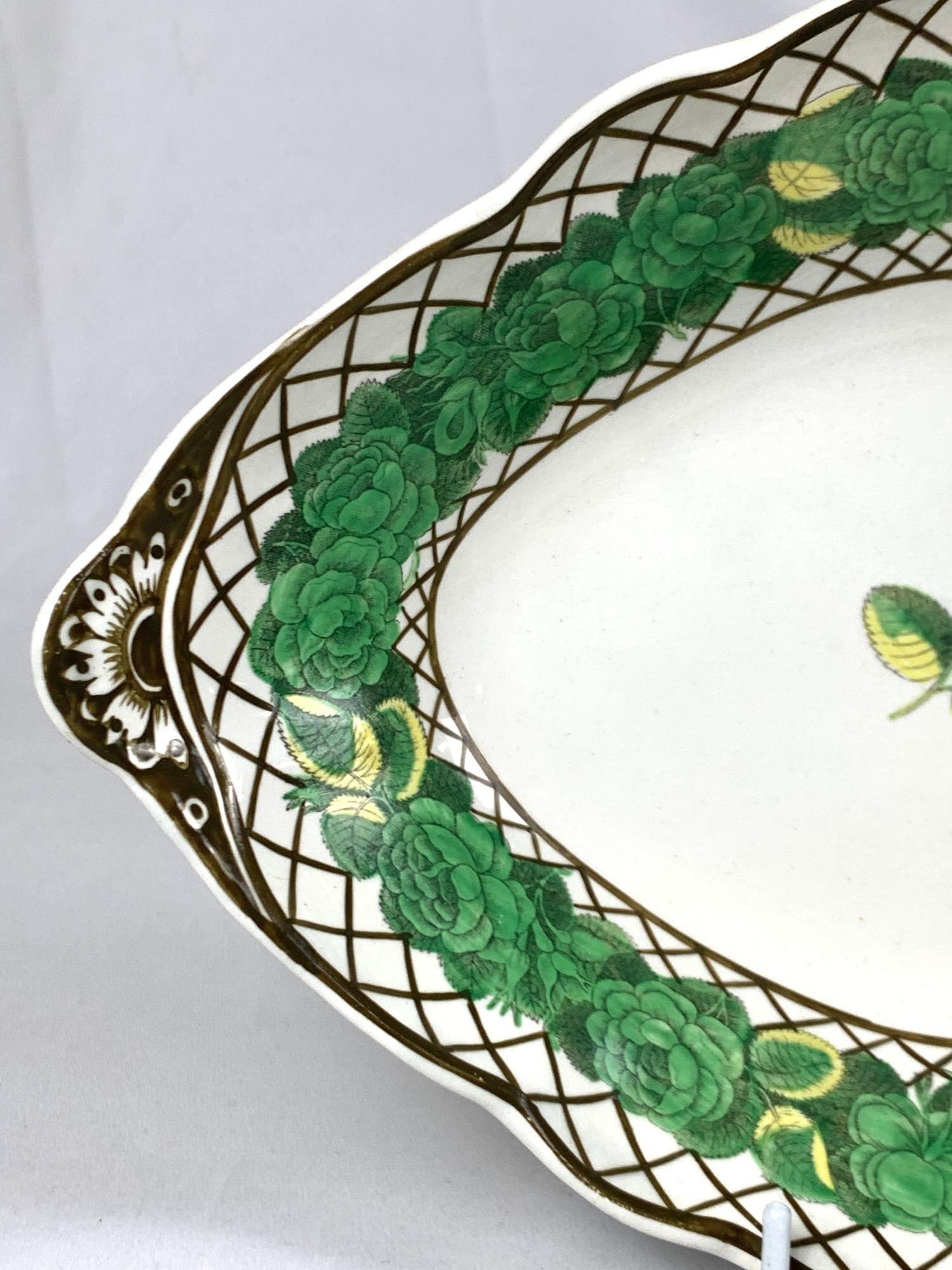 Pearlware Cabinet Set Green Decorated Tureen & Four Oval Dishes by Spode England C-1810