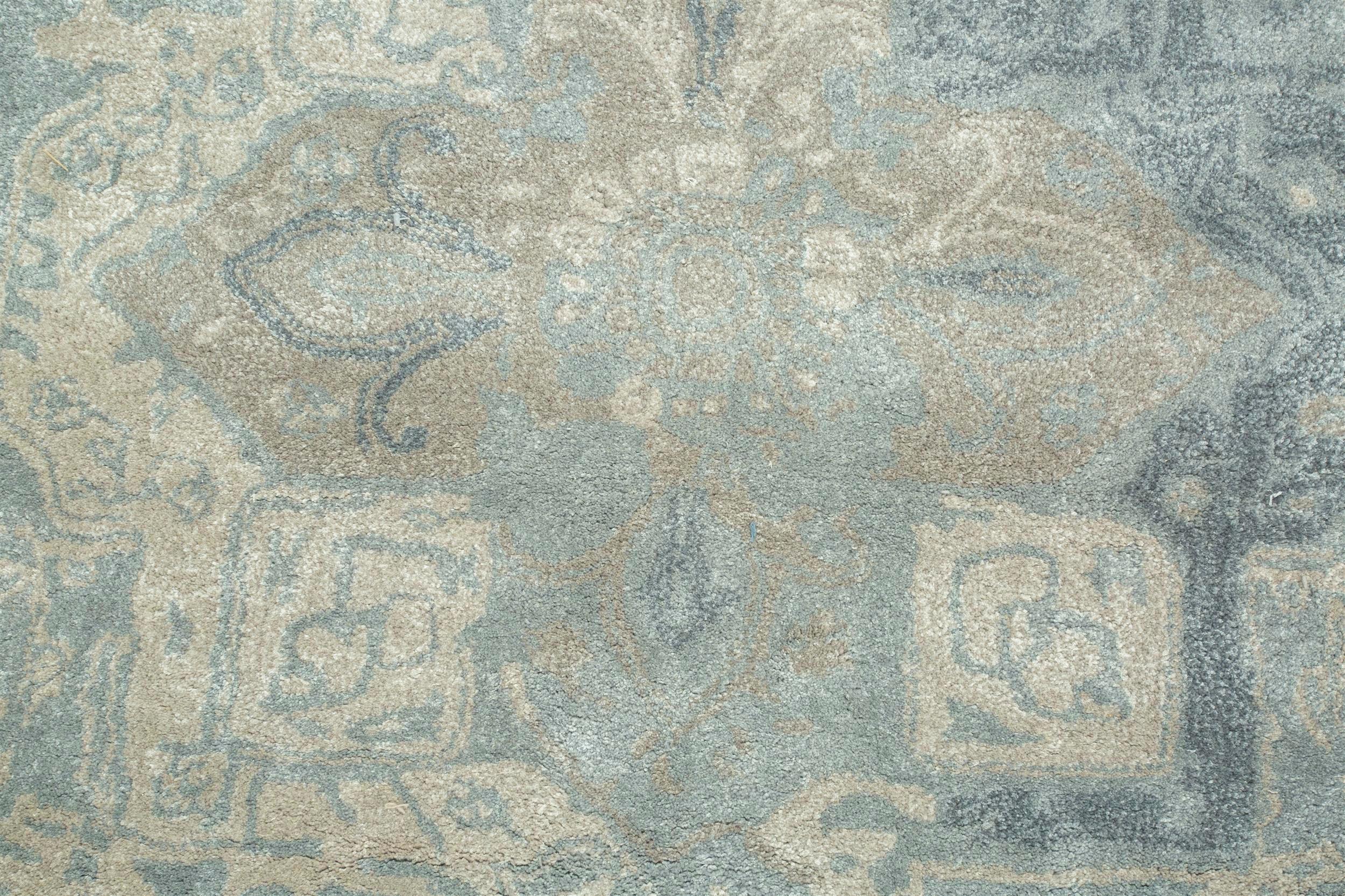 Indian Pearly Arabesque Pearl Blue Classic Gray 240x300 cm Hand Tufted Rug For Sale