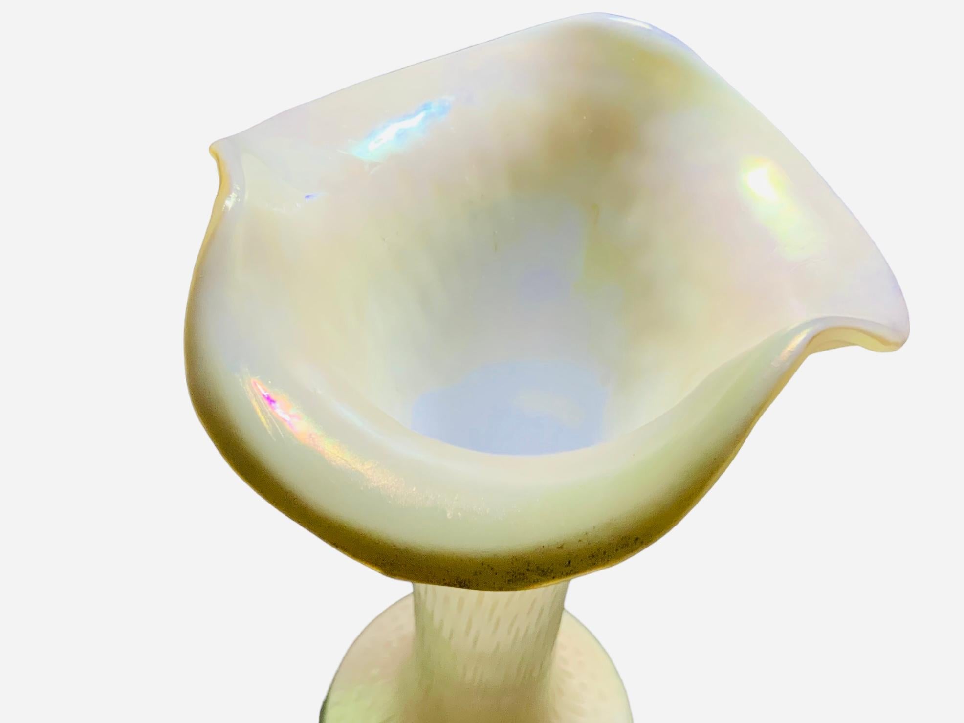 Pearly Opaline Art Glass Flower Vase For Sale 1