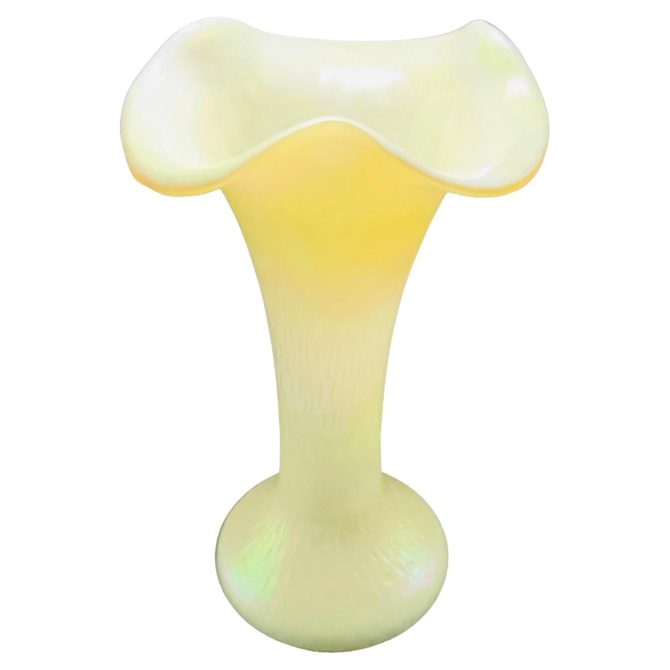 Pearly Opaline Art Glass Flower Vase For Sale