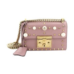 Pearly Padlock Shoulder Bag Studded Leather Small